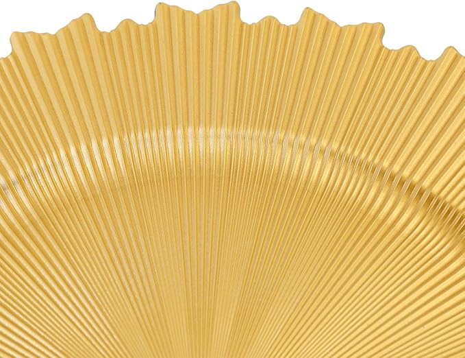 100 PCS Charger Plates Bulk, 13 Inch Plastic Round Charger Dinner Plates Jagged Edge Service Plates Decorative Chargers Bulk for Table Setting Wedding Party Event(Gold)