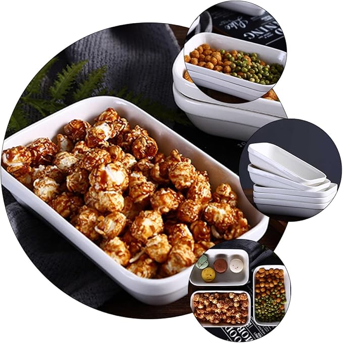 1pc Ceramic Snack Holder Plate Rectangular Food Container for Appetizers Desserts and Fruits Design for Home Restaurant and Buffet Use