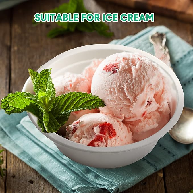 300 Pack Disposable Paper Bowls Quality White Bowls Small Sugar Cane Fibers Party for Ice Cream Fruits Salad Soup Hot or Cold Use Catering Picnics Camping and Restaurant Supplies(16 oz)