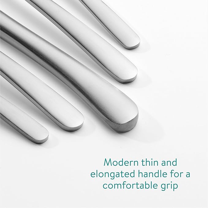 Navaris Stainless Steel Silverware Set - Small Modern 20 Piece Forged Flatware Sets with Satin Silver Finish - Chemical Free 18/0 Steel Eating Utensils Starter Set for 4 People