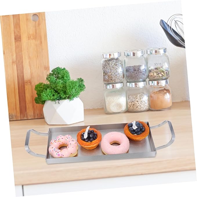 Stainless Steel Bbq Serving Tray with Handles for Appetizers Snacks and Desserts Korean Design for Gripping and