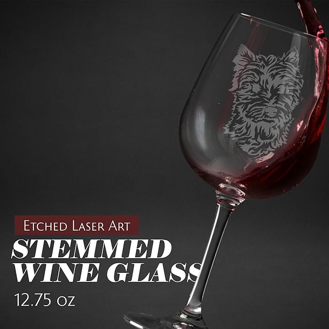 Etched Laser Art Personalized Dog Themed Etched Wine Glass - Custom Dog Breed Wine Glasses, Ideal for Pet Lover, Personalized Birthday Gift for Men & Women - West Highland Terrier Customized, 12.75 oz