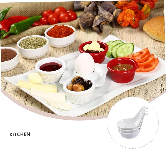 3pcs Ceramic Seasoning Dishes Appetizer Plates for Caviar Sauce Dips Truffle Goose Liver Serving Bowls Easy to Clean Portable