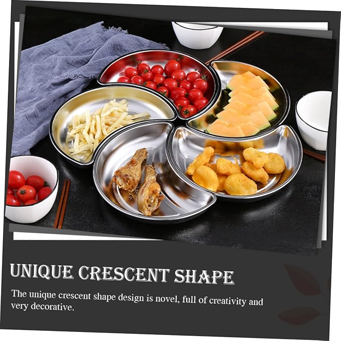 Crescent Shaped Serving Plate Silver Plates for Dinner Lunch Storage Tray for Home Decor