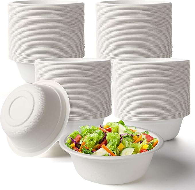 300 Pack Disposable Paper Bowls Quality White Bowls Small Sugar Cane Fibers Party for Ice Cream Fruits Salad Soup Hot or Cold Use Catering Picnics Camping and Restaurant Supplies(12 oz)