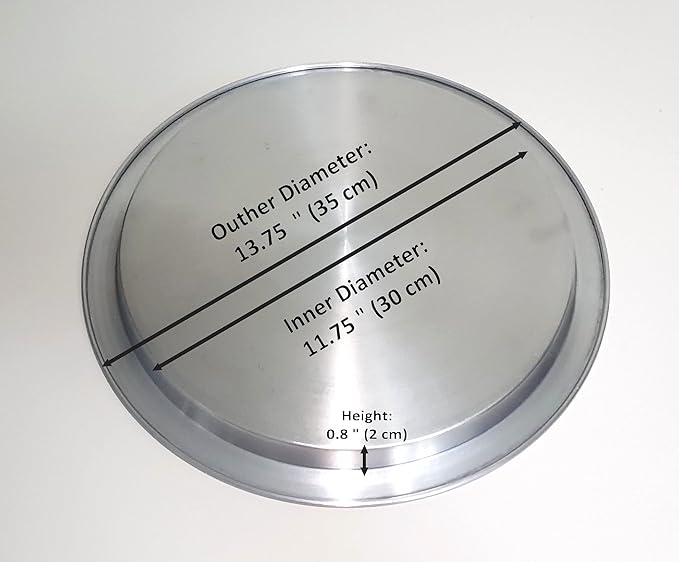 DLK - 2 x 13inch Aluminum Kunefe Tray, Kunafa Plate Set, Kunefe Pan Set of 2 for Sweet,Kunafeh or Kadaifi