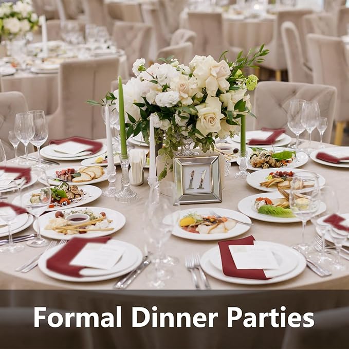 Burgundy Linen Feel Napkins with Flatware Pocket, 50 Pack Cloth Like Pre-Folded Napkins for Silverware, Guest Hand Towel for Dinner Party Wedding Decoration (16. x 15.5 inch)