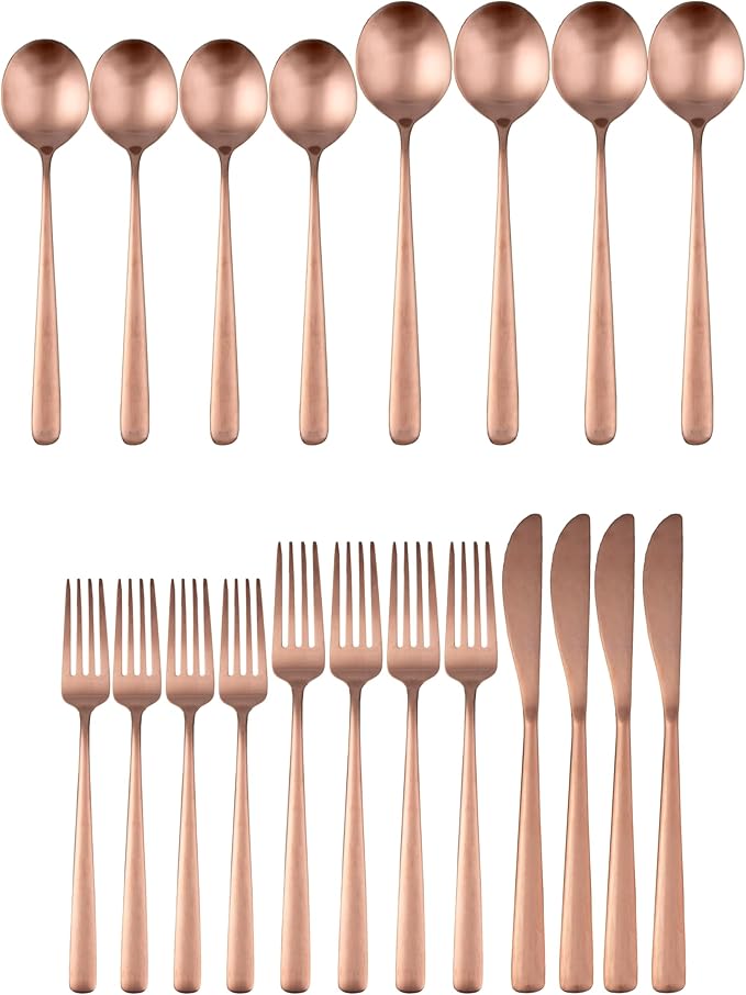 Cambridge Silversmiths Lorenn Copper Satin 20-Piece Flatware Set, Service for 4
