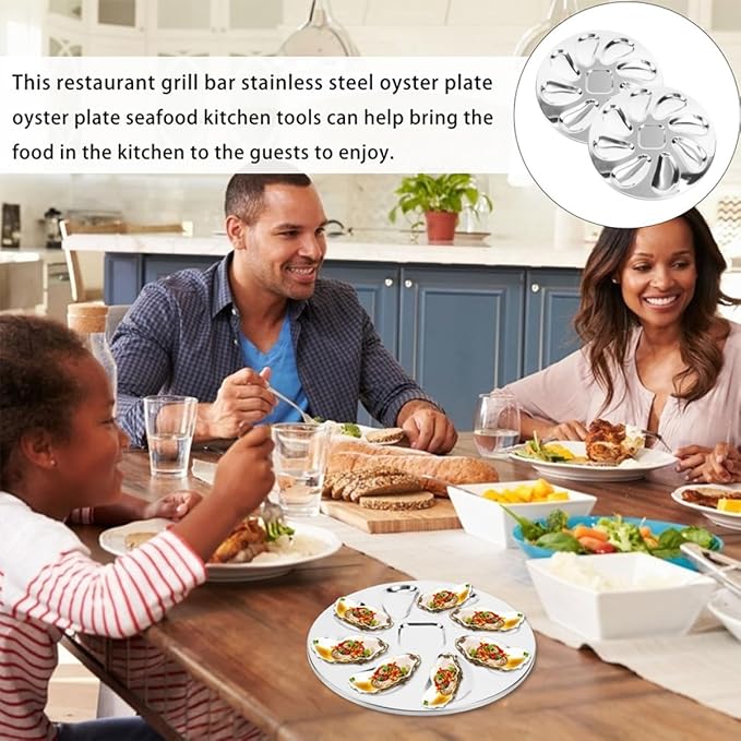 Luxshiny 2pcs Oyster Serving Trays Stainless Steel Oyster Plates Stylish for Daily Use Special Occasions