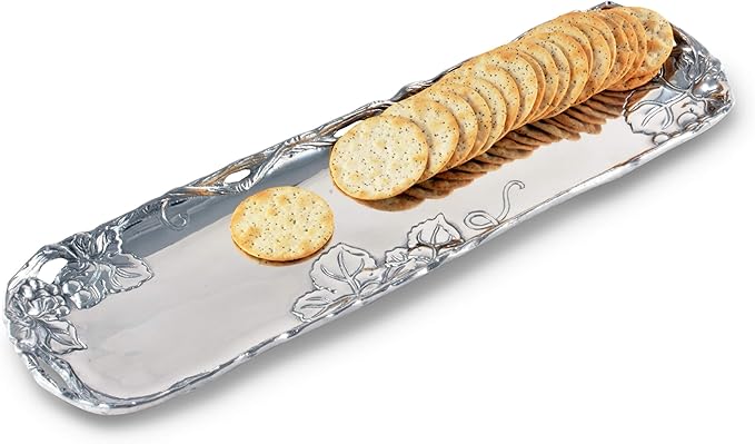 Arthur Court Designs Aluminum Metal Grape Vineyard Oblong Tray Heavy Vineyard Serving Platter 18 inch x 5.25 inch