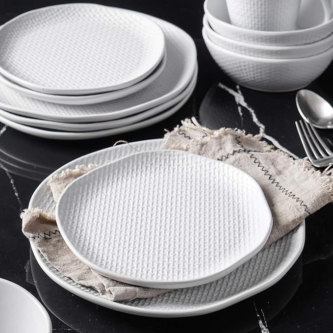 Stone Lain Abigail 16-Piece Dinnerware Set Stoneware, White