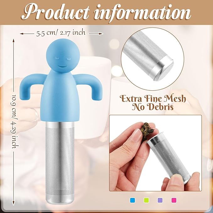 Hicarer 4 Pieces Tea Infuser for Loose Tea Cute Fine Mesh Strainer Stainless Steel Filter Ball Diffuser Steeper for Teacups Teapots (Blue,Green,Purple,Rose Red)