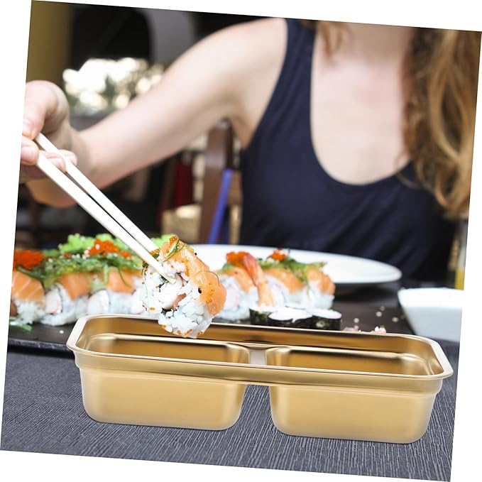 STOBAZA 2pcs Double Compartment Seasoning Dish Versatile Appetizer Plate for Sauces Kimchi Cold Dishes Easy to Clean for Parties Meal Prep