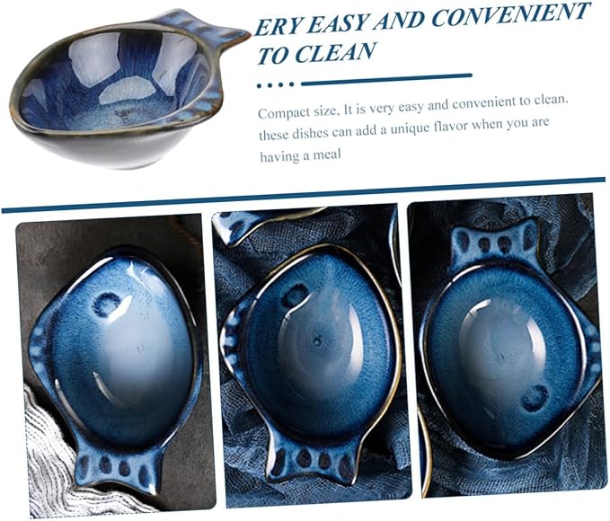 2Pcs Ceramic Seasoning Dishes Multifunctional Small Plates for Flavor and Sauce Condiment Dishes for Appetizers and Side Elegant Tableware