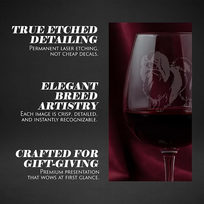 Japanese Chin Dog Personalized Custom Themed Etched 12.75oz Wine Glass