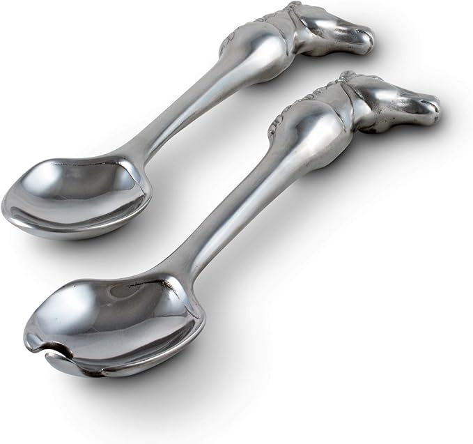 Arthur Court Designs Aluminum Horse Figural Salad/Food Serving Set Pair 11 inch Long