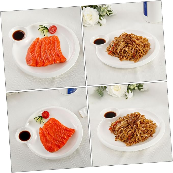 Ceramic Dumpling Plate Set Multi-function Chips Dish Dividers for Dipping Sauce Elegant Kitchen Supply for Appetizers Sushi and Parties