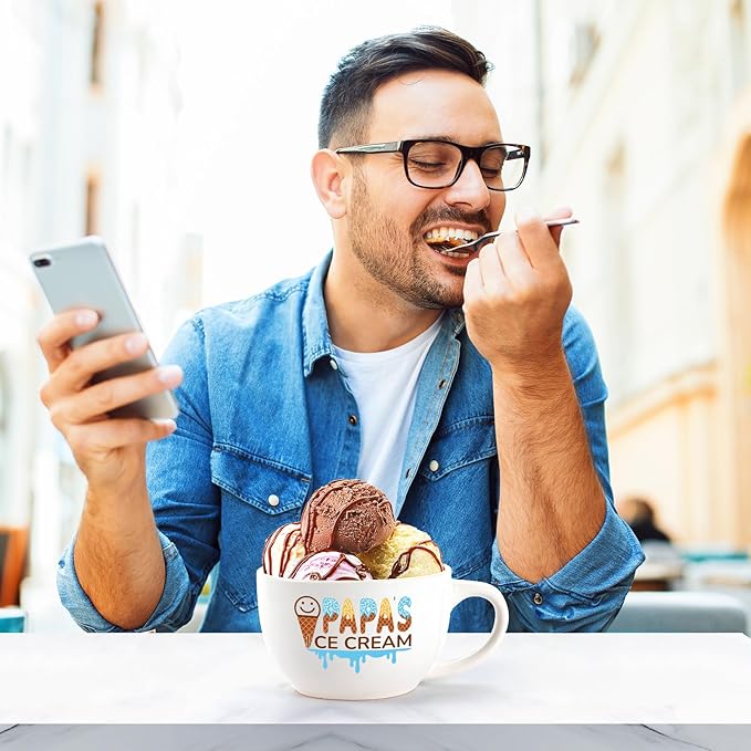 Christmas Gifts for Dad from Daughter Son Dad's Gifts for Father's Day Birthday Ice Cream Bowl and Scoop Dad's Ice Cream Shovel Set Present（Papa）