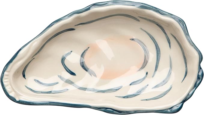 Now Designs Oyster Collection Oyster Shaped Dish, 100% Stoneware, W4.25 x L7.5in, Dishwasher & Microwave Safe