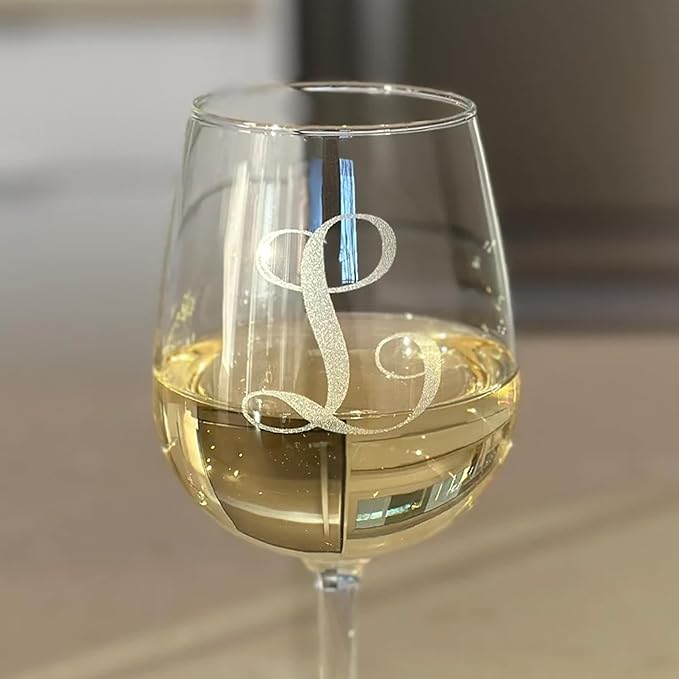 Monogrammed A-Z Wine Gifts for Women - 12.75 oz Engraved Personalized Wine Glass- Funny Wine Lover Monogram Gifts for Women - Unique Wine Glasses Gift Set (O)