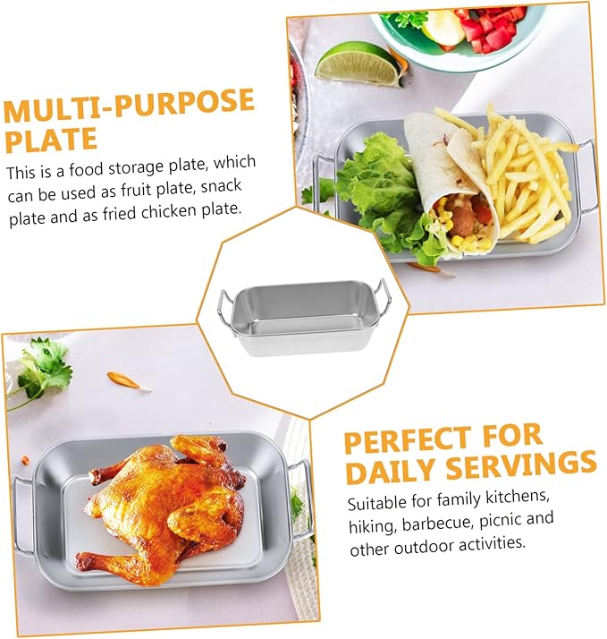 Cabilock Stainless Basket Serving Tray French Fries Holder Snack Plate BBQ Tray Family Party Accessory