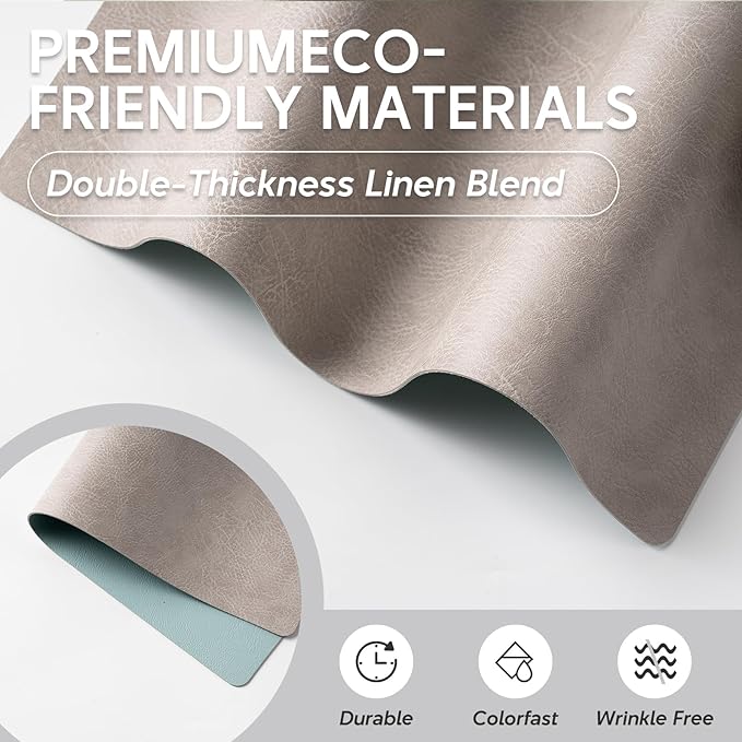 Placemats Set of 4 Reversible Dual-Color Table Placemats, Faux Leather 100% Waterproof Oil-Proof Wipeable Place Mats, Heat Resistant Dual Sided Table Mats for Kitchen/Dining/Party (Gray&Sky Blue