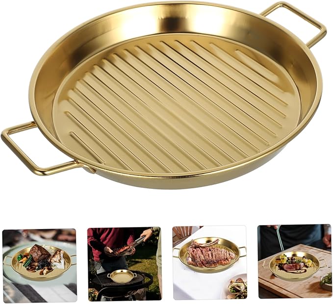 Mobestech Metal Salad Snack Plate Serving Bowls Grilling Baskets Bbq Grill Tray Stainless Steel Serving Tray Plate