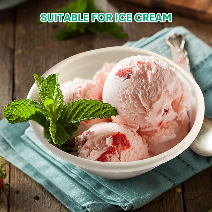 300 Pack Disposable Paper Bowls Quality White Bowls Small Sugar Cane Fibers Party for Ice Cream Fruits Salad Soup Hot or Cold Use Catering Picnics Camping and Restaurant Supplies (8 oz)