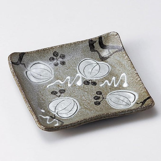 Mountain Return Square Appetizer Plate, 7.1 x 7.1 x 1.0 inches (18 x 18 x 2.5 cm), 18.8 oz (528 g), Square Plate, Restaurant, Ryokan, Japanese Tableware, Restaurant, Stylish, Tableware, Commercial Use