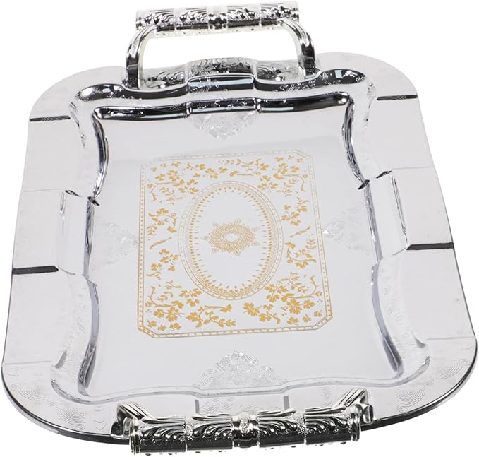 PRETYZOOM Vintage Serving Tray for Fruit and Snacks Elegant Decorative Platter for Home Ktv and Restaurant Use Sturdy Stainless Steel Design for Easy Serving