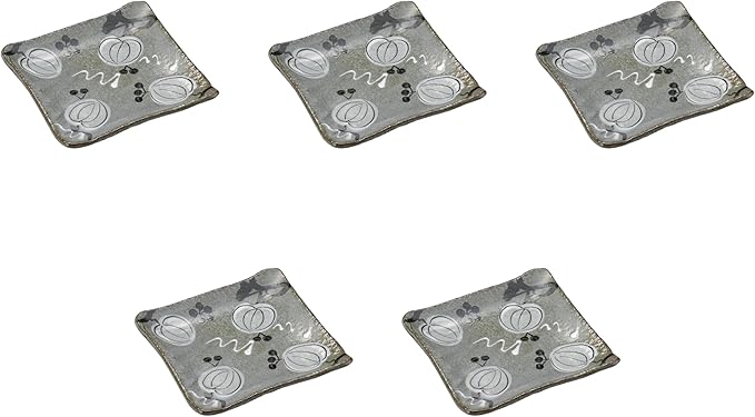 Set of 5, Yamakikai Square Appetizer Plate, 7.1 x 7.1 x 1.0 inches (18 x 18 x 2.5 cm), Square Plate, Medium, Setomonohonpo
