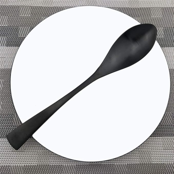 Matte Finish Matte Polishing Black 18/10 Stainless Steel, Single Serving Flatware Silverware cutlery utensils Set,set of 6 Dinner Spoon