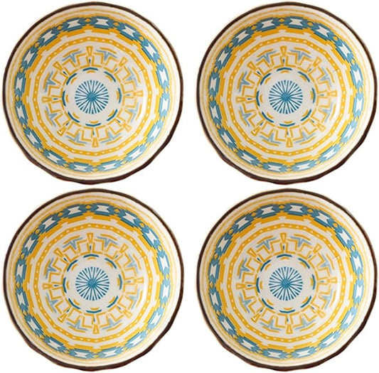 Dipping Sauce Dish Dipping Bowl Appetizer Plates 4 Pack Durable Ceramic Sauce Dish/Sauce Dipping Bowls Mini Dinnerware Plate Condiment Dish for Paste Jam Sushi Assorted Dipping Sauce Bowls/Dishes