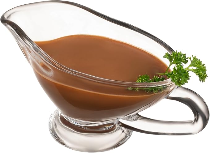 HIC Kitchen Glass Gravy Boat, 9-Ounce Capacity With Dripless Spout And Comfortable Handle For Gravy, Sauce, Au Jus, Dressing, Holiday Meals, And Entertaining