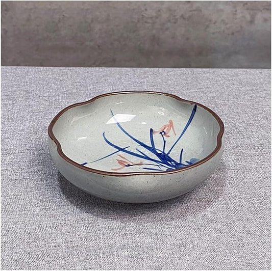 Snack Plate Hand Drawn Dipping Dishes Japanese Style Ceramic Seasoning Plate Vinegar Kitchen Dipping Bowl Appetizer Sushi Serving Plate Snack Tray (Color : A)