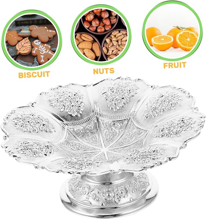 Mikinona European Style Luxury Metal Fruit Serving Tray Decorative Dish for Fruits Snacks and Nuts Compact Design for Home Parties and Gatherings