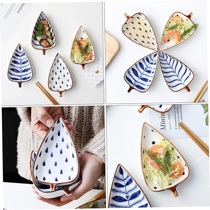 3Pcs Random Style Ceramic Snack Food Plates Versatile Seasoning Dish for Sauces Condiments Appetizers Dips for Storing Chili Powder Sauce Mustard More