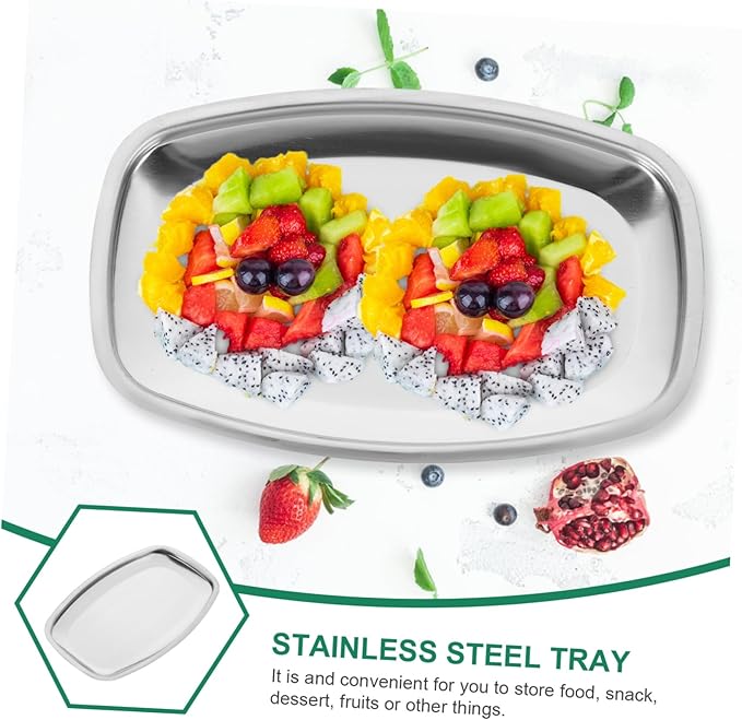 Ciieeo 304 Stainless Steel Serving Tray Rectangular Snack and Fruit Storage Tray for Hotel and Home Use Practical Dish Towel Organizer Easy to Clean