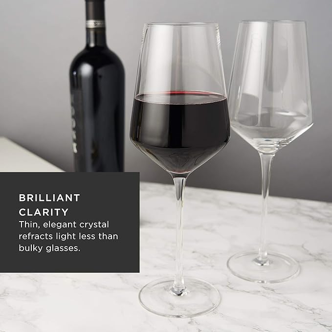 Viski Raye Angled Bordeaux Wine Glasses and Decanter Gift Set, Elegant and Modern Crystal Glassware, Home Bar, Dinner Party, Wedding Gifts, Hosting Essentials, 16 oz & 30 oz, Set of 3