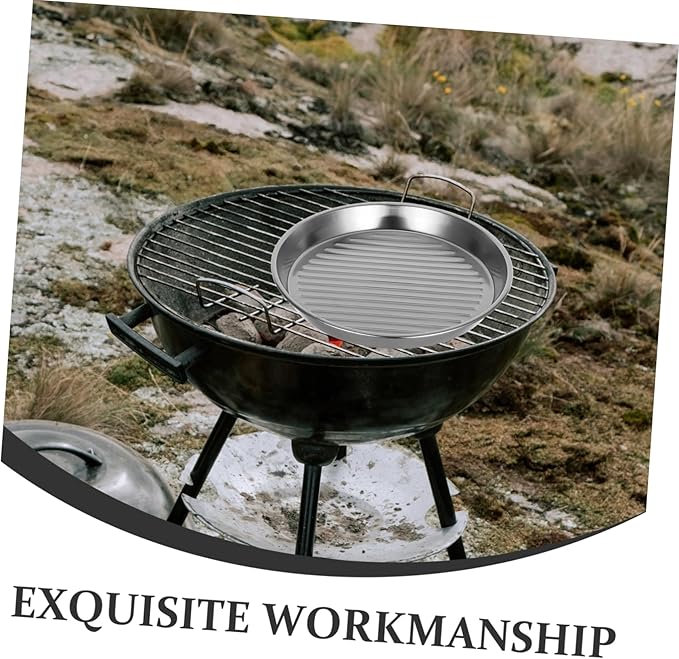 Mobestech Stainless Steel Round Serving Tray Seafood Platter for Bbq and Snacks Elegant Silver Cooking Utensil for Home Parties and Outdoor Cooking Easy to Clean and Stackable