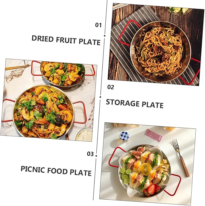 PRETYZOOM Serving Tray Lids Stainless Steel Snack Plate Decorative Salad Dish Lunch Trays