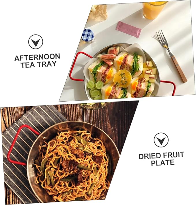PRETYZOOM Serving Tray Lids Stainless Steel Snack Plate Decorative Salad Dish Lunch Trays