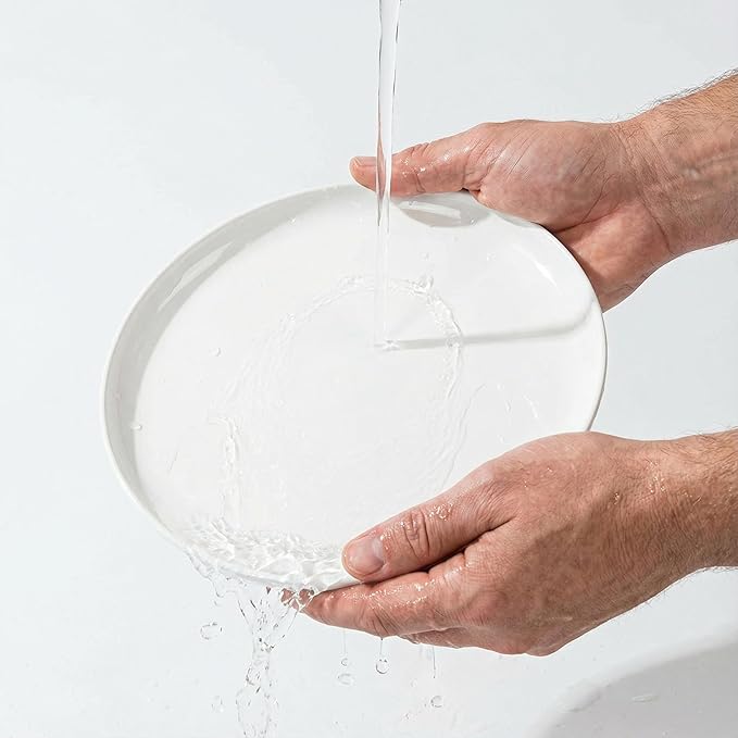 ONEderful Off-White Dinner Plates Set of 4-9 Inch Melamine Modern Flat Plates, Durable & Lightweight - Indoor & Outdoor Use, Perfect for Everyday Meals, BBQs, Weddings, Dishwasher Safe