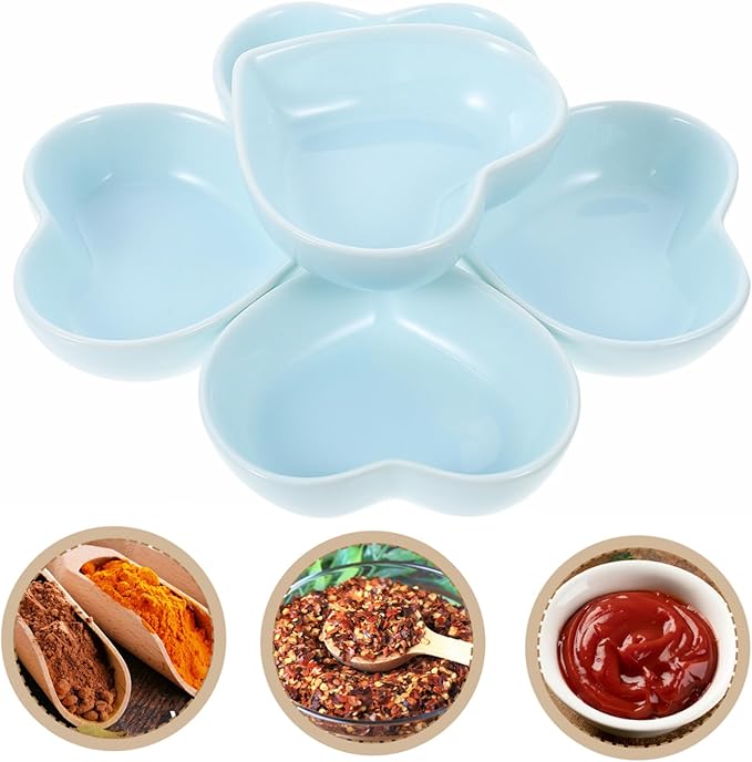 GLEAVI 6Pcs Heart Shaped Sauce Dishes Japanese Style Appetizer Plates for Dipping Sauces and Condiments for Home and Restaurant Use Decorative Serving Bowls