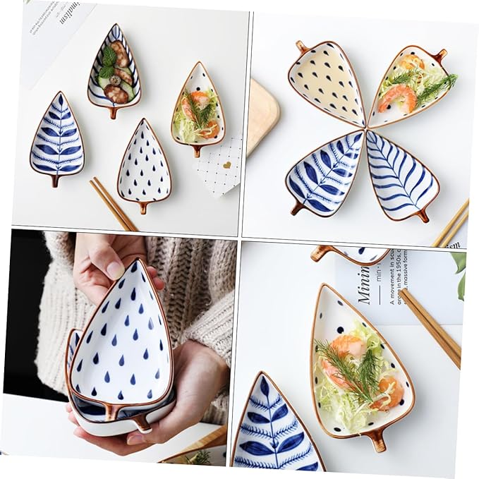 Sosoport 3pcs Ceramic Mini Sauce Dish Set Colorful Glazed Kitchen Appetizer Plates Food Sauce Dishes for Entertaining Dishwasher Safe Random Style
