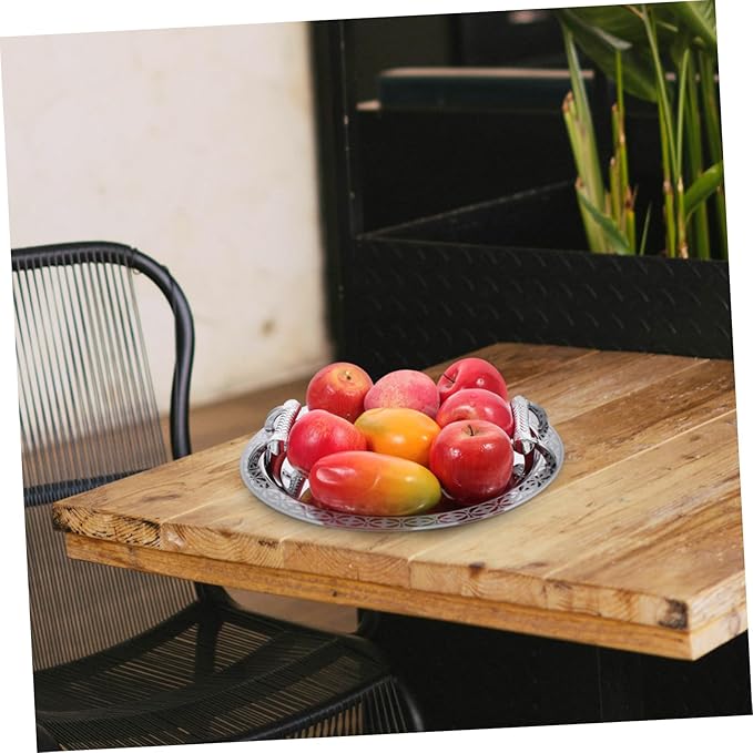 PRETYZOOM Tea Serving Tray with Elegant Floral Design Fruit Plate for Parties and Gatherings Decorative Storage Dish