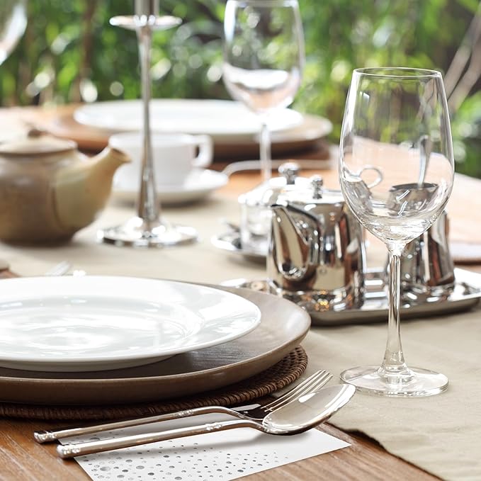 Stylish White and Silver Napkins for Party, 100 Linen Feel Disposable Dinner Napkins, 8.5x4.25" Silver Hand Towels for Bathroom, Cloth Like Linen Feel Guest Towels for Wedding, Reception or Event
