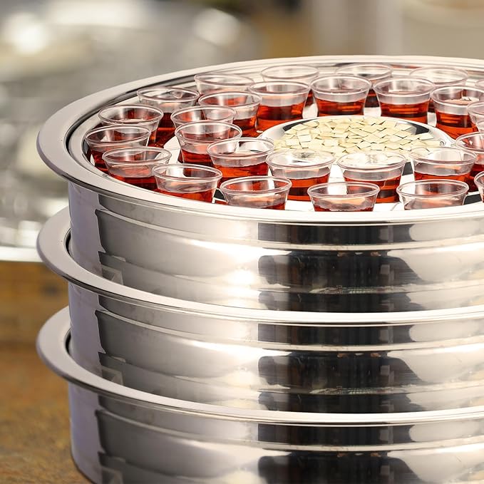 LemonRoad 1 Pcs Holy Communion Trays House up 32 Cups Tary Church Supplies Stainless Steel Portable Communion Plates Set for Churches Chapels Ware Sets (Sliver)