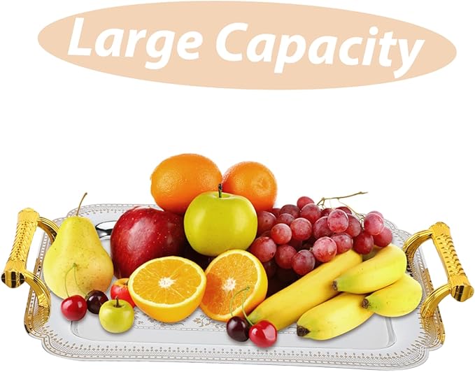 Alipis Vintage European-Style Double-Handled Serving Tray Steel Plate Fruit Tray for Hotel and Restaurant Use for Snacks and Desserts