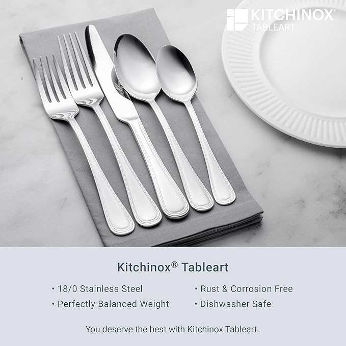 Seaport 43-piece Stainless Steel Silverware Set, Flatware Service for 8